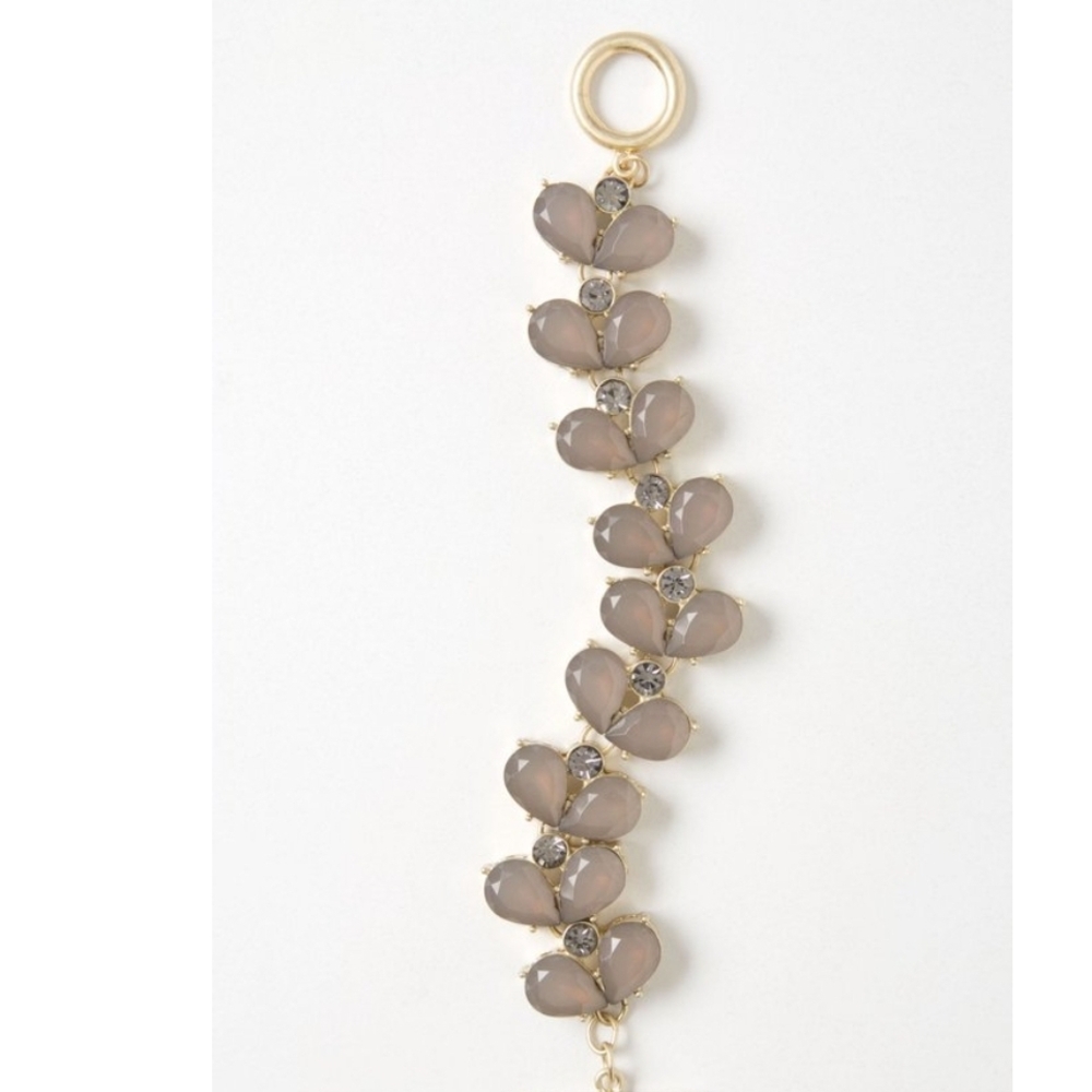 Elegant Floral Bracelet with Gray Stones